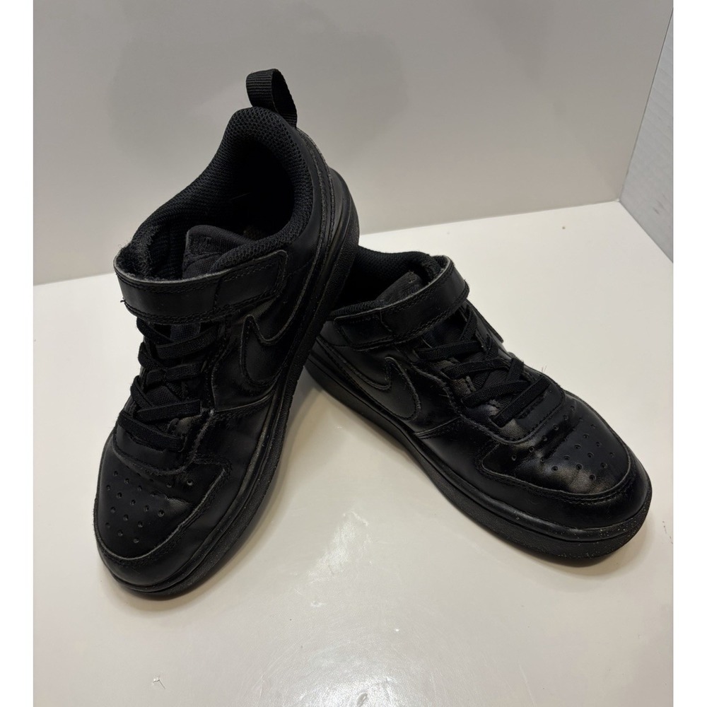Nike Court Borough Shoes Youth 1Y Black Hook & Loop Strap‎ Sneakers DV5457-002